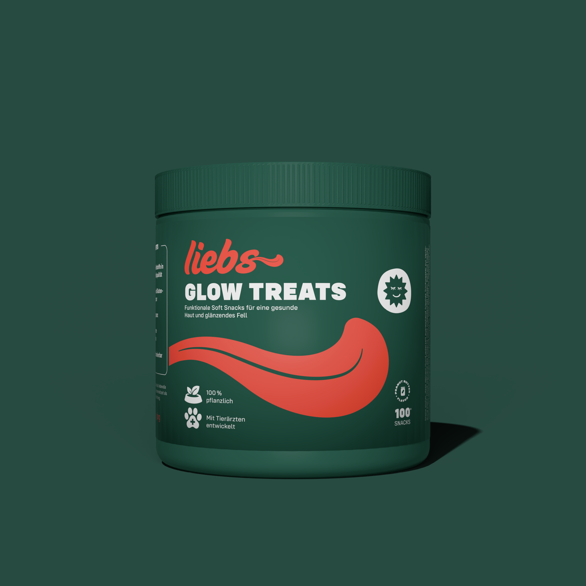 Liebs Glow Treats Produkt Dose vor grünem Hintergrund