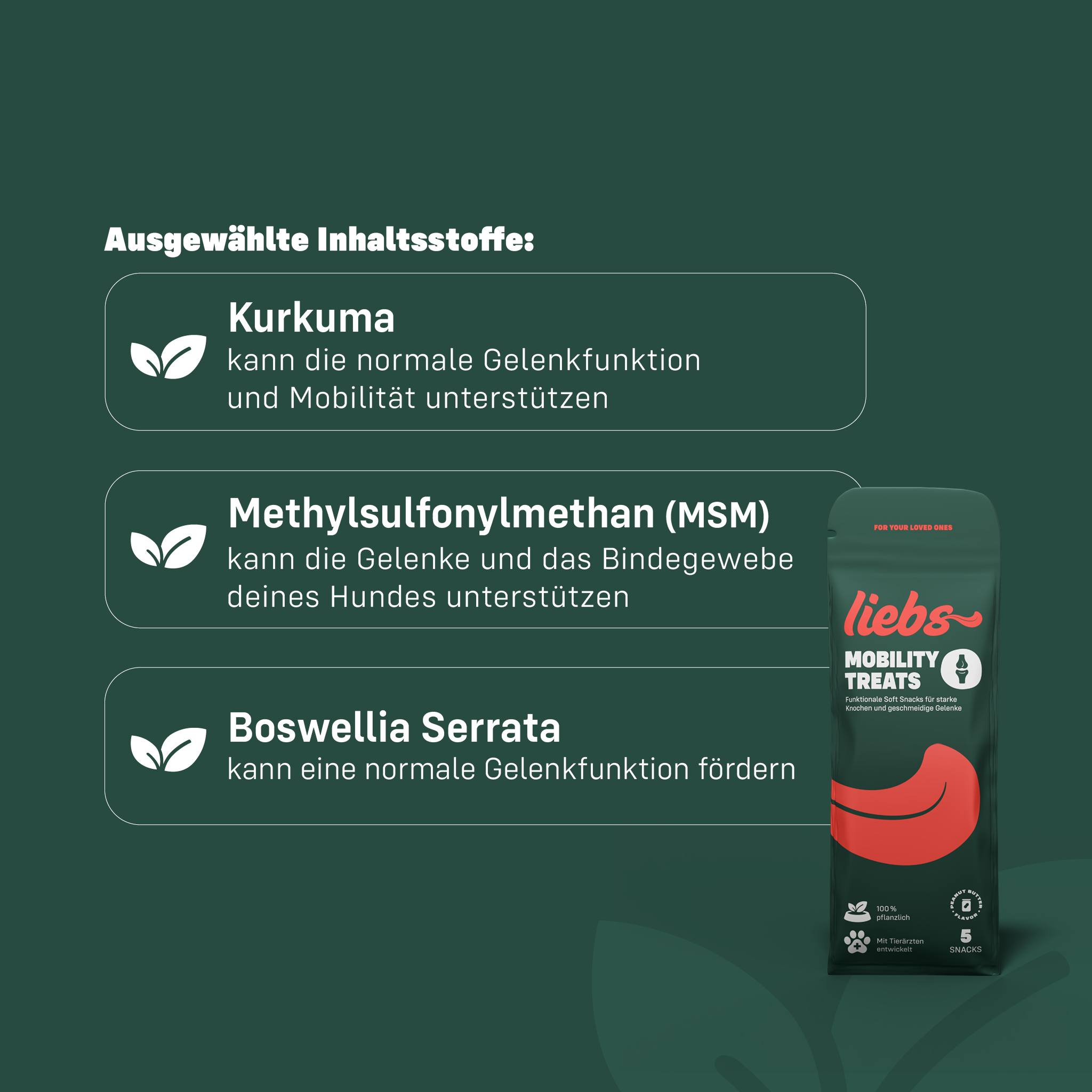 Ausgewählte Inhaltsstoffe der Liebs Mobility Treats kurz erklärt