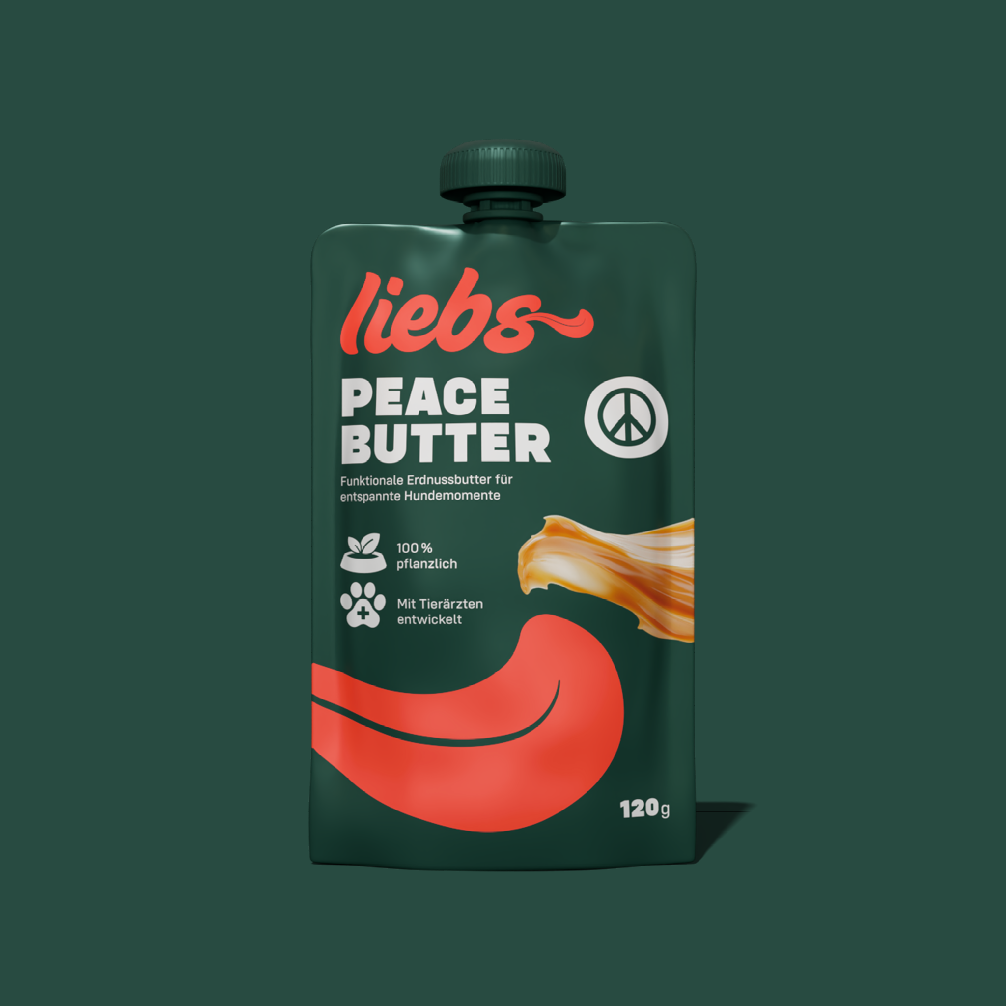 Liebs Peace Butter Produkt Dose vor grünem Hintergrund