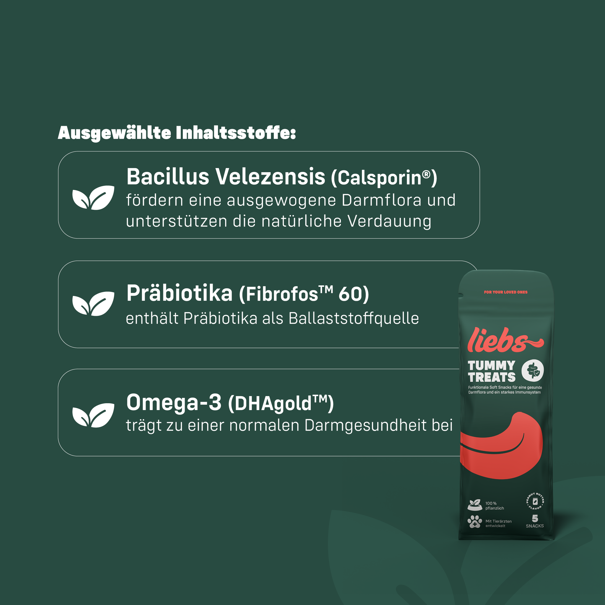 Ausgewählte Inhaltsstoffe der Liebs Tummy Treats kurz erklärt